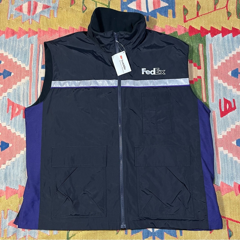 NWT FedEx Stan Herman Black & Purple 3M Reflective Vest Men’s XXL